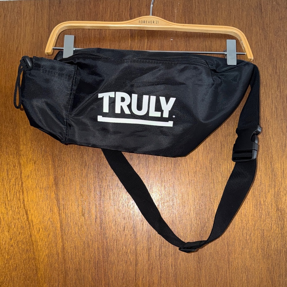 TRULY Black Logo Waist Bag/ Fanny Pack with Drink Holder
